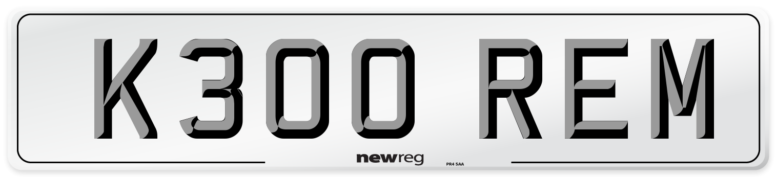 K300 REM Number Plate from New Reg